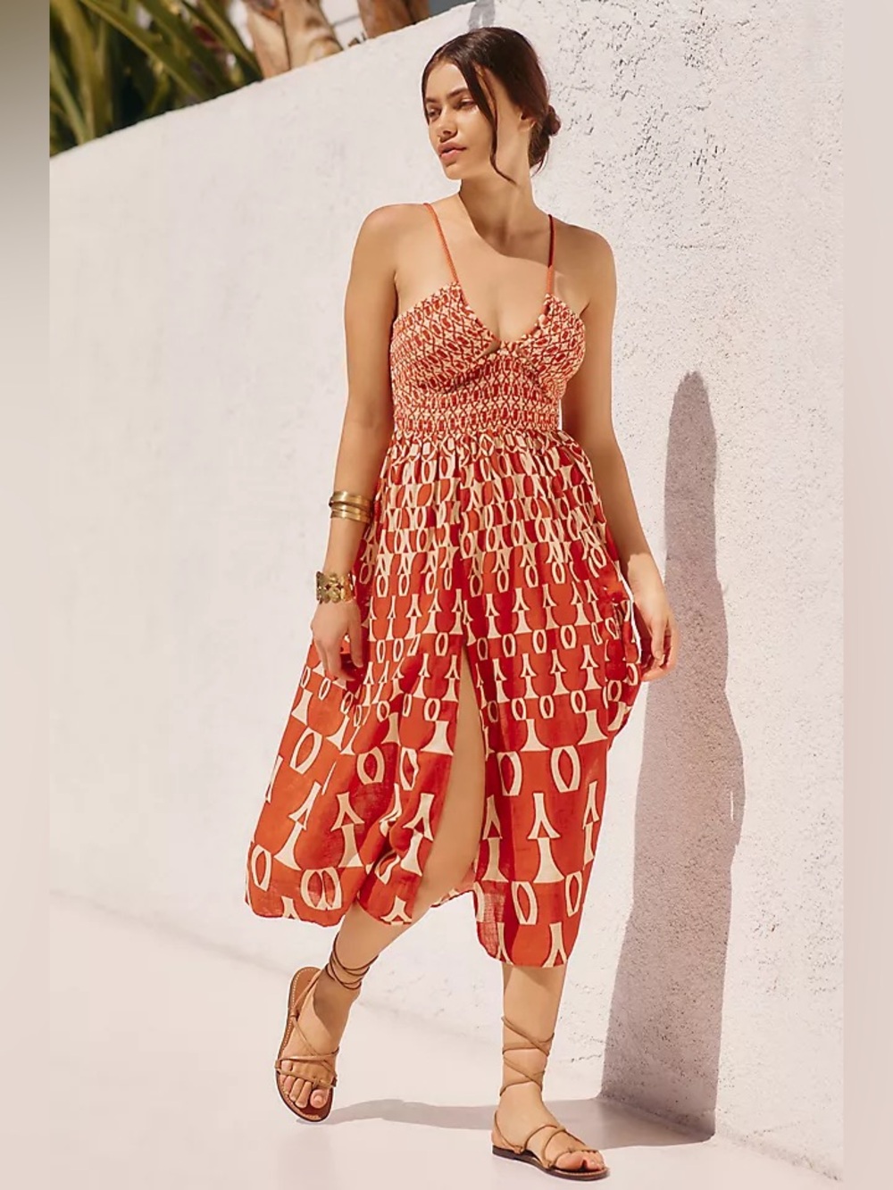 NWT Anthropologie Smocked Midi Dress Size XL